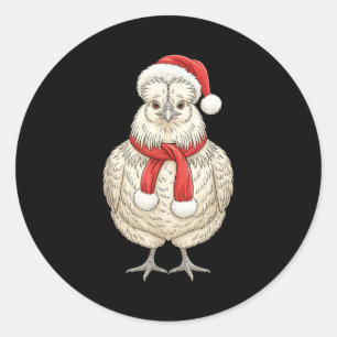 Schattige Kerstmis Zijdehoen Kerstman Boerderij Di Ronde Sticker
