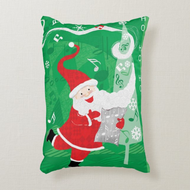 Schattige Kerstmis, zingende en dansende Kerstman Accent Kussen (Voorkant(Verticaal))
