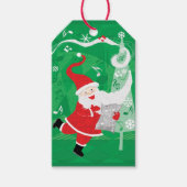 Schattige Kerstmis, Zingende en Dansende Kerstman Cadeaulabel (Voorkant)