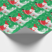 Schattige Kerstmis, zingende en dansende Kerstman Cadeaupapier (Hoek)