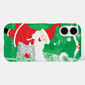 Schattige Kerstmis, zingende en dansende Kerstman Case-Mate iPhone Case (Achterkant (horizontaal))