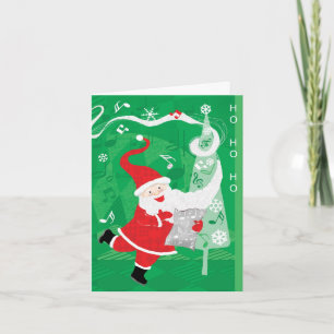 Schattige Kerstmis, zingende en dansende Kerstman Feestdagen Kaart