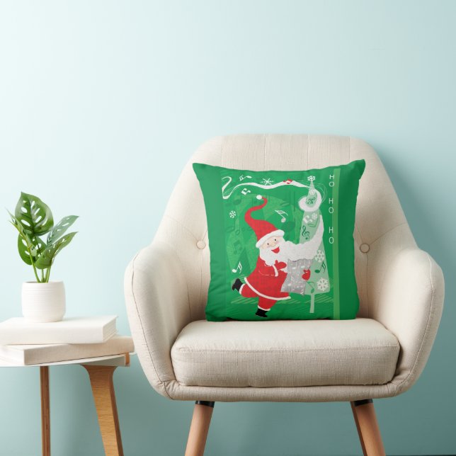 Schattige Kerstmis, zingende en dansende Kerstman Kussen (Stoel)