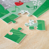 Schattige Kerstmis, zingende en dansende Kerstman Legpuzzel (Zijkant)