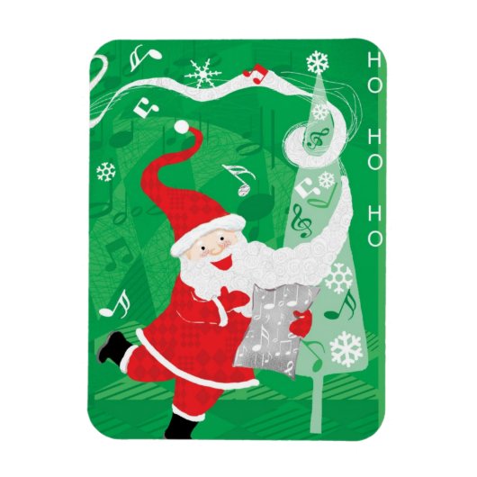 Schattige Kerstmis, zingende en dansende Kerstman Magneet (Verticaal)