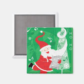 Schattige Kerstmis, zingende en dansende Kerstman Magneet (Voorkant / Achterkant)