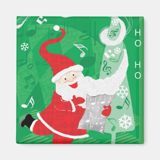 Schattige Kerstmis, zingende en dansende Kerstman Magneet (Voorkant)