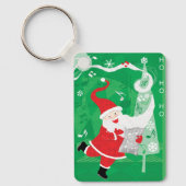 Schattige Kerstmis, zingende en dansende Kerstman Sleutelhanger (Voorkant)