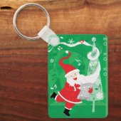 Schattige Kerstmis, zingende en dansende Kerstman Sleutelhanger (Voorkant)