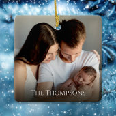 Schattige Kerstmisfoto Sinterklaas Typografie Scri Keramisch Ornament