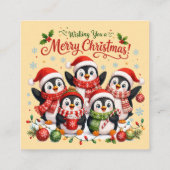 Schattige Kerstmispinguïns Vierkante Visitekaartje (Achterkant)