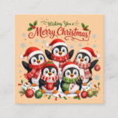 Schattige Kerstmispinguïns Vierkante Visitekaartje (Voorkant)