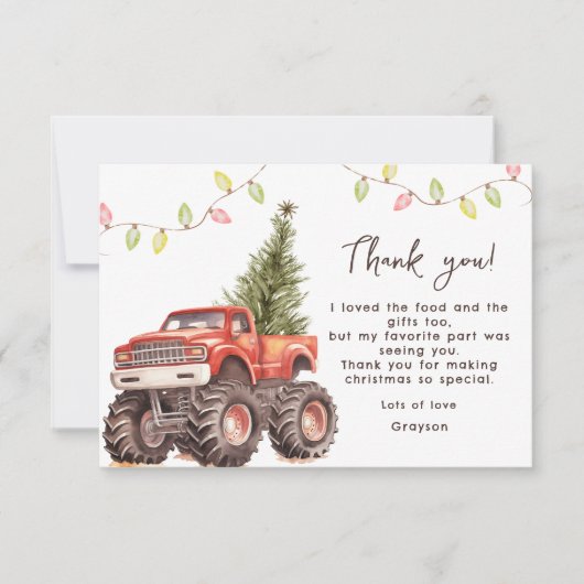 Schattige Kerstmonsterauto's Bedankkaart (Voorkant)