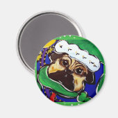 Schattige Kerstmopsen Magneet (Voorkant / Achterkant)