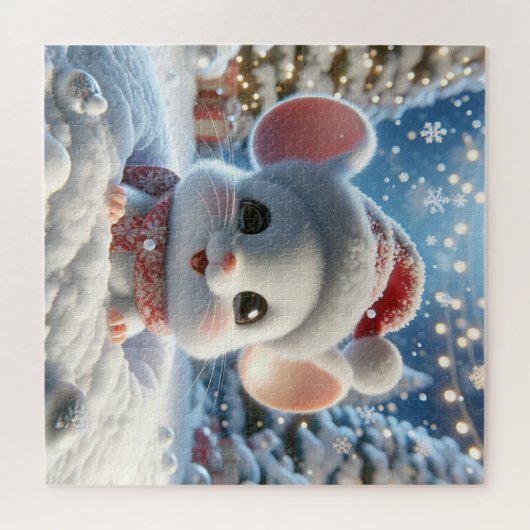 Schattige kerstmuis legpuzzel (Horizontaal)