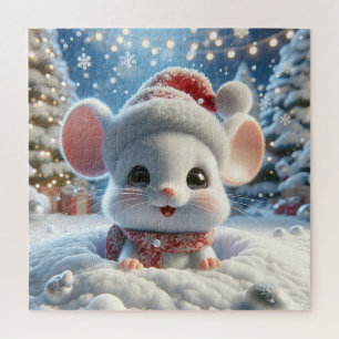 Schattige kerstmuis legpuzzel