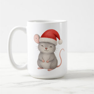 Schattige Kerstmuis met Kerstmannenhoed Koffiemok