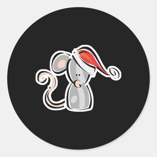 schattige kerstmuis ronde sticker (Voorkant)