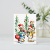 Schattige kerstmuizen briefkaart (Staand voorkant)