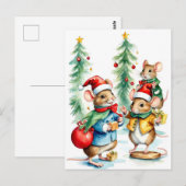 Schattige kerstmuizen briefkaart (Voorkant / Achterkant)