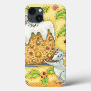 Schattige Kerstmuizen die een Fruitcake Dessert dr Case-Mate iPhone Case