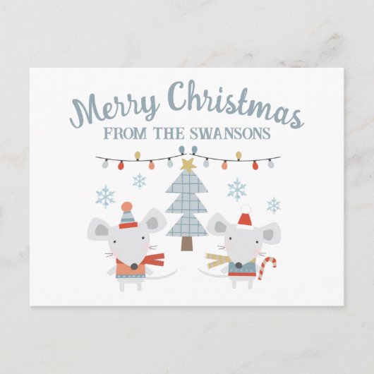 Schattige Kerstmuizen en Boom Briefkaart (Voorkant)