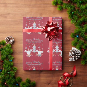 Schattige Kerstmuizen en Boom op Wijnrood Cadeaupapier