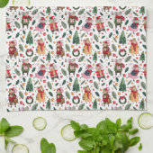 Schattige Kerstmuizen Op Wit Theedoek (Gevouwen)