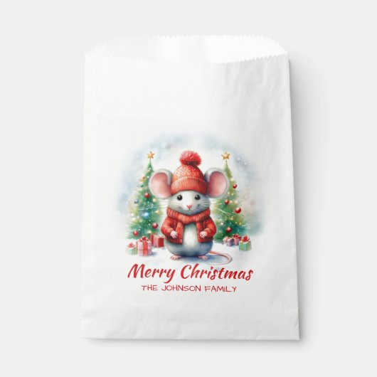 Schattige kerstmuizenfeest bedankzakje (Voorkant)
