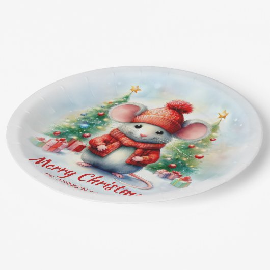 Schattige kerstmuizenfeest papieren bordje (Gekanteld)