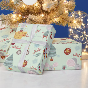 Schattige kerstmuizeninpakpapier cadeaupapier