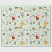 Schattige kerstmuizeninpakpapier cadeaupapier (Vlak)