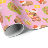 Schattige Kerstmuts Capybara Cadeaupapier (Rol Hoek)