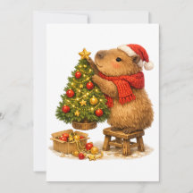 Schattige Kerstmuts Capybara die een Kerstboom Ver