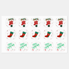 Schattige Kerstmutsen en Cadeaus Vakantieontwerp Labels