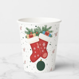 Schattige Kerstmutsen en Cadeaus Vakantieontwerp Papieren Bekers