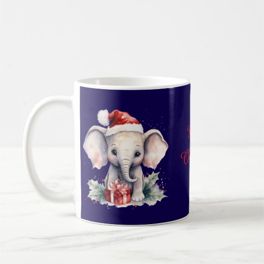 Schattige Kerstolifant Koffiemok (Links)