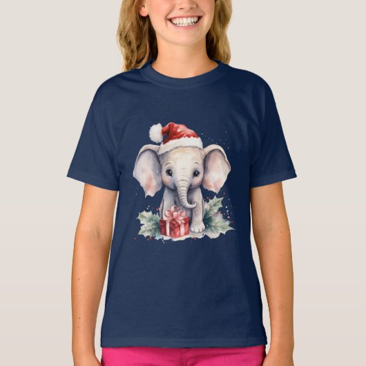 Schattige Kerstolifant T-shirt (Voorkant)