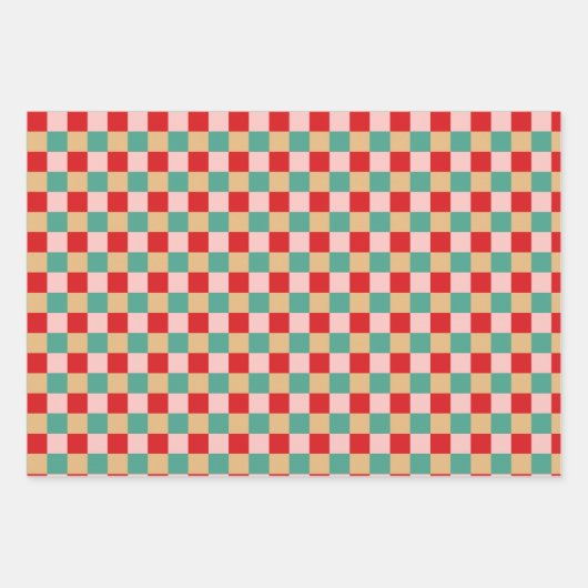 Schattige Kerstontwerp Roze en Mint Groene Preppy Inpakpapier Vel (Voorkant 3)