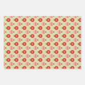 Schattige Kerstontwerp Roze en Mint Groene Preppy Inpakpapier Vel (Voorkant 2)