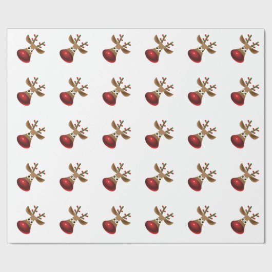 Schattige kerstontwerp Rudolf-Red Nose Rain-Deer Cadeaupapier (Vlak)