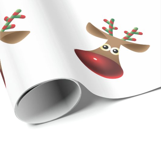 Schattige kerstontwerp Rudolf-Red Nose Rain-Deer Cadeaupapier (Rol Hoek)
