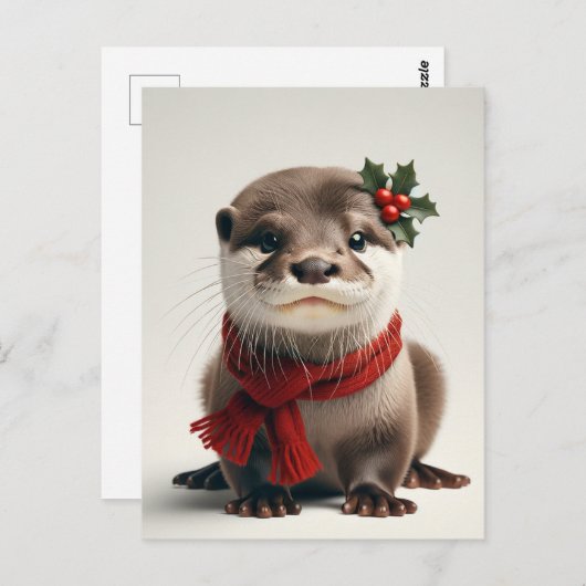 Schattige kerstotter briefkaart (Voorkant / Achterkant)