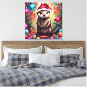 Schattige kerstotter canvas afdruk (Insitu (Slaapkamer))