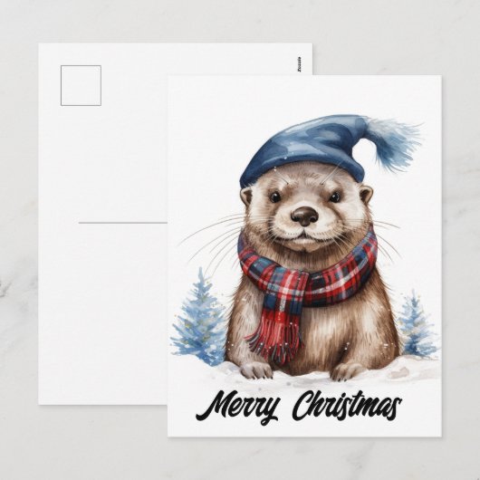 Schattige kerstotter feestdagenkaart (Voorkant / Achterkant)