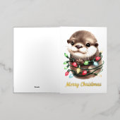 Schattige kerstotter folie wenskaart (Buiten Laag)