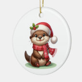 Schattige kerstotter keramisch ornament (Links)