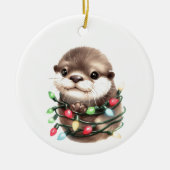 Schattige kerstotter keramisch ornament (Voorkant)