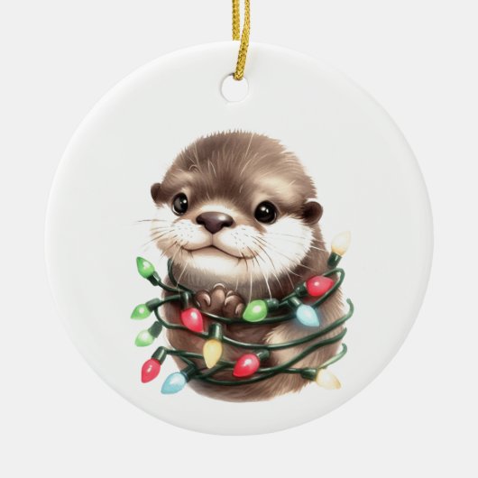 Schattige kerstotter keramisch ornament (Voorkant)