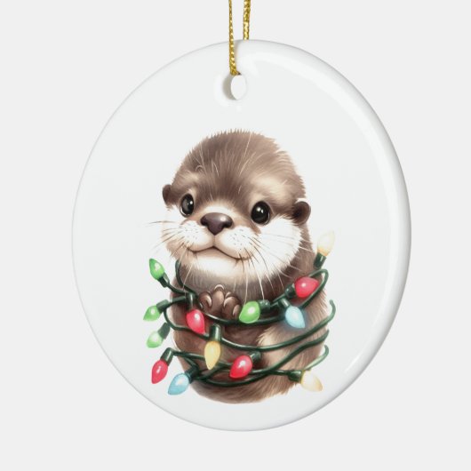 Schattige kerstotter keramisch ornament (Links)